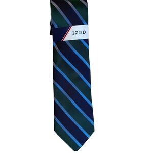 IZOD Men's Silk Izod Jingle Stripe Fl tie in green, navy, and light blue NWT‎